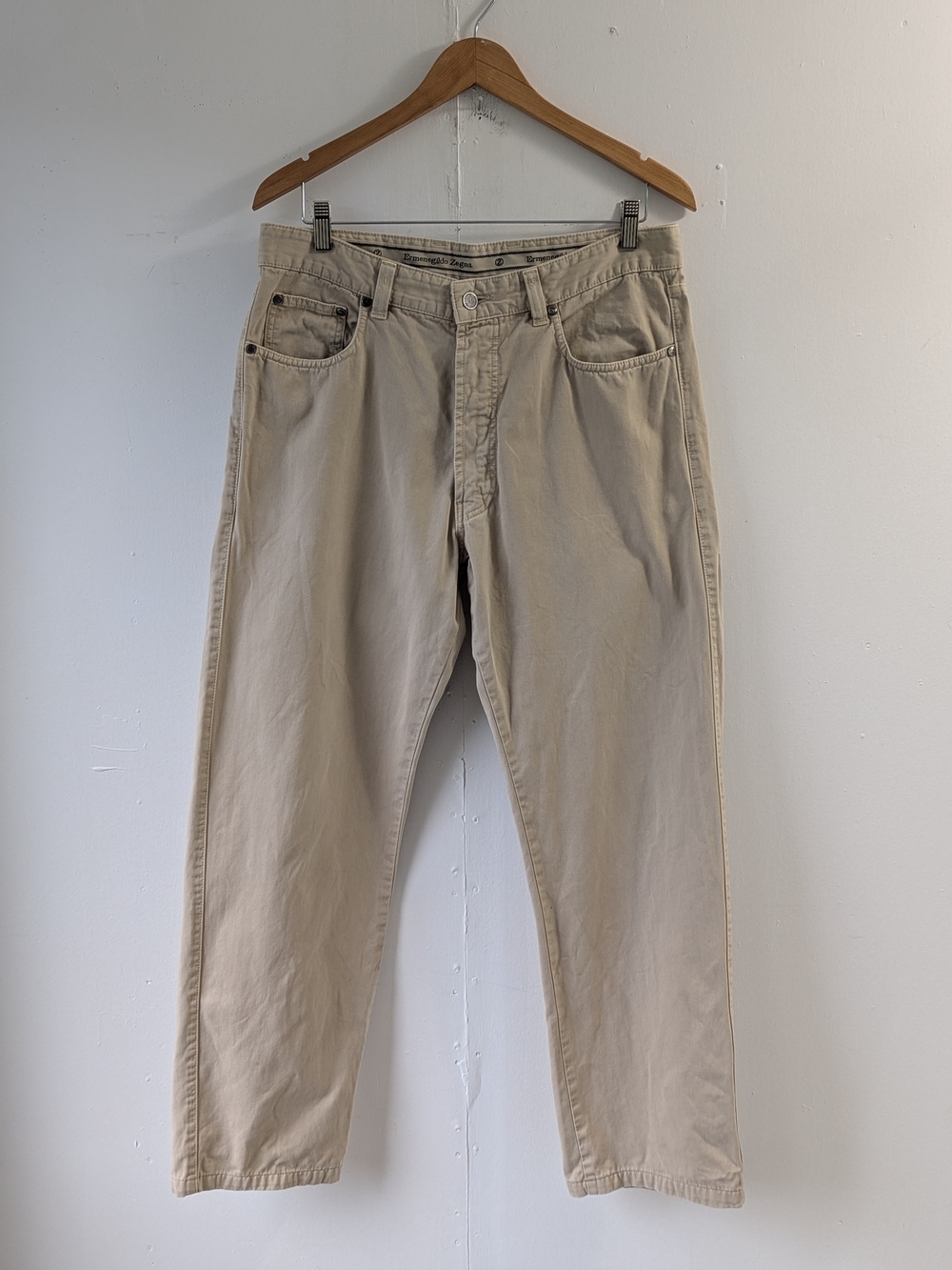 Vintage Ermenegildo Zegna Five Pocket Cotton Pants Beige Size 36